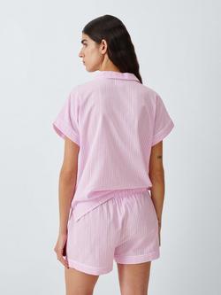 John Lewis Ladder Stripe Pyjama Shorts - view 2, Ballerina Pink