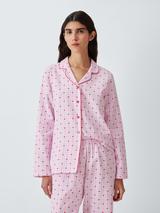 John Lewis Mother's Day Heart Check Pure Cotton Pyjama Set, Ballerina
