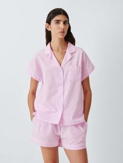 John Lewis Ladder Stripe Pyjama Shirt, Ballerina Pink