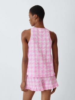 John Lewis Gingham Pure Cotton Sleeveless Short Pyjama Set, Pink Lavender - view 2, Pink Lavender