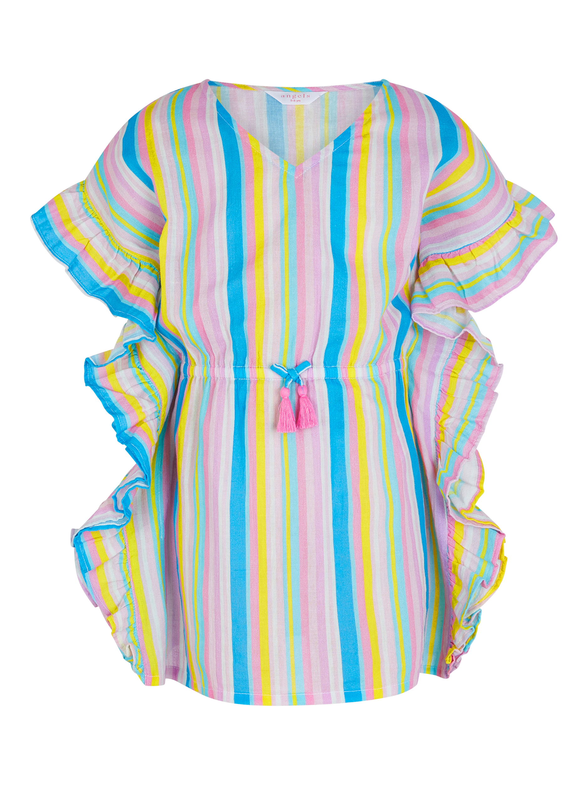 Product image 1 of 3, which shows Angels by Accessorize Kids' Sripe Print Kaftan, Multi, 3-4 years