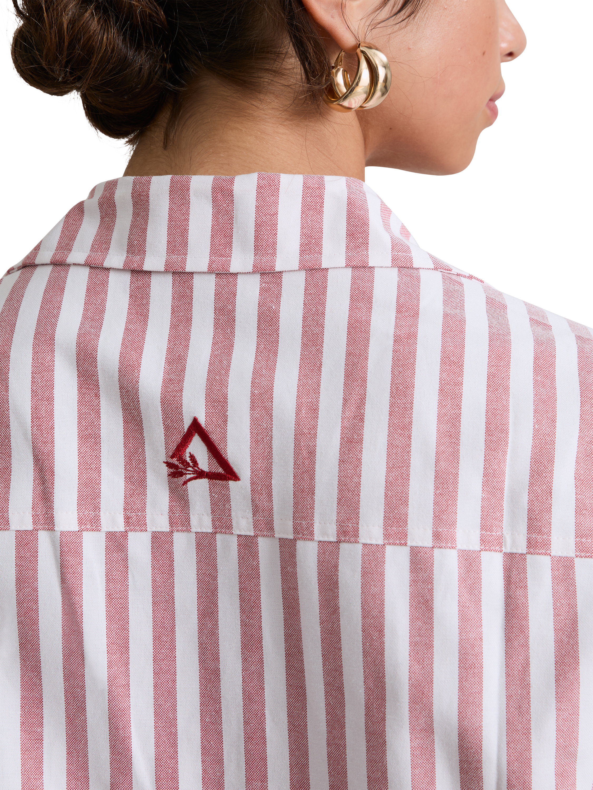 Product image 3 of 5, which shows Hay Life Yapp Stripe Shirt, White/Red, XS