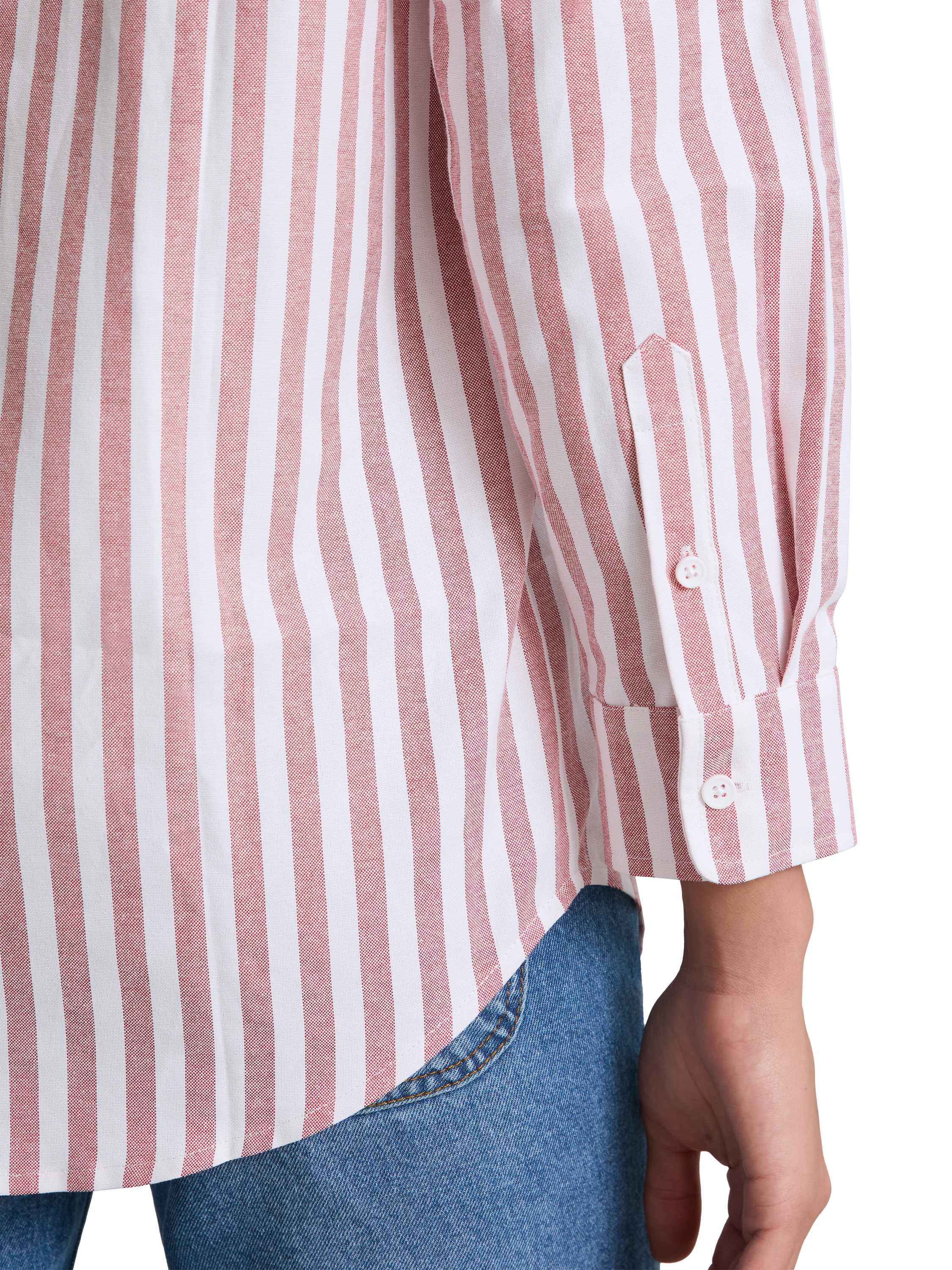 Product image 5 of 5, which shows Hay Life Yapp Stripe Shirt, White/Red, XS