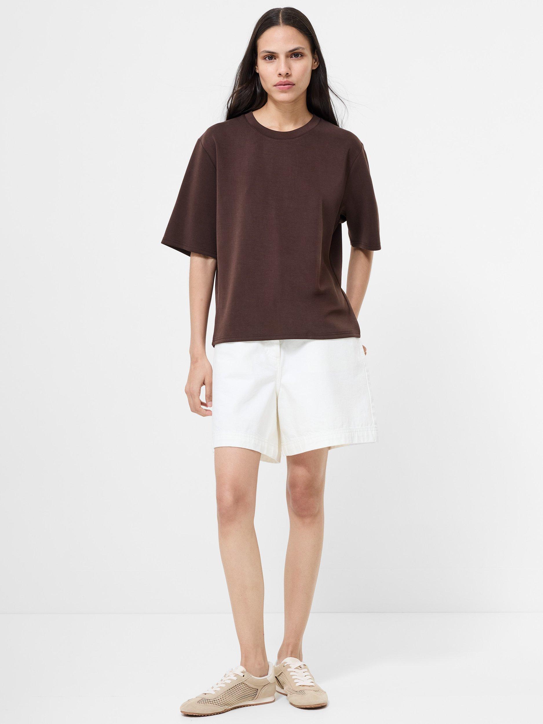 Product image 2 of 11, which shows French Connection Wren Pinched Back T-Shirt, Bitter Chocolate, XS