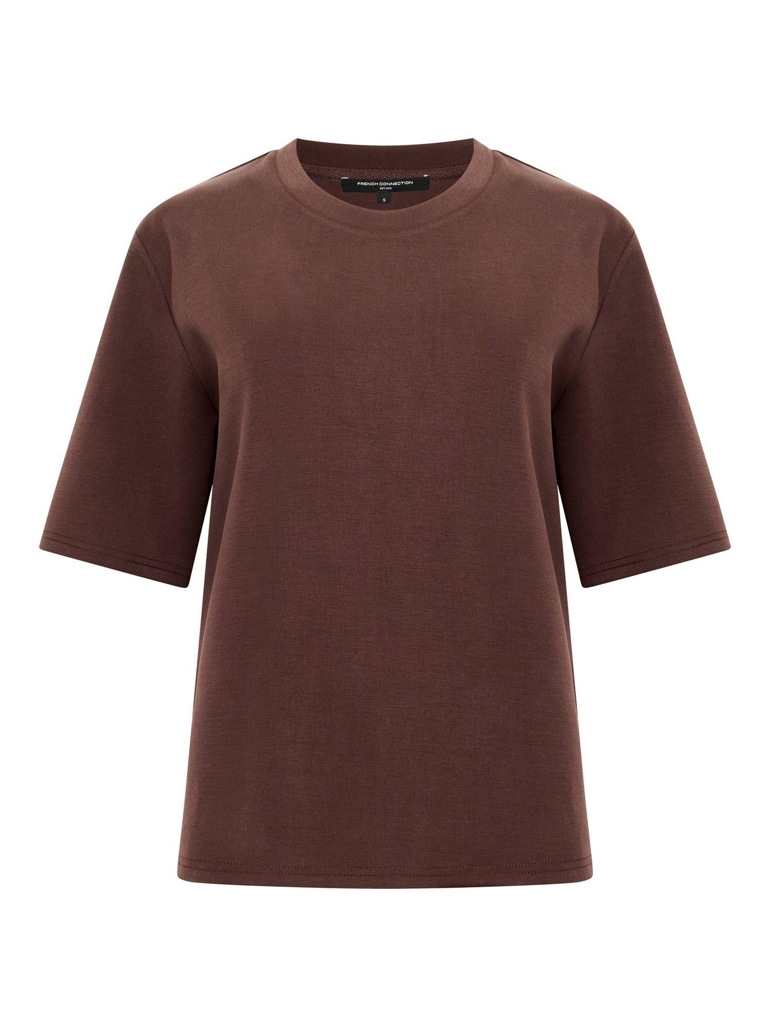 Product image 5 of 11, which shows French Connection Wren Pinched Back T-Shirt, Bitter Chocolate, XS