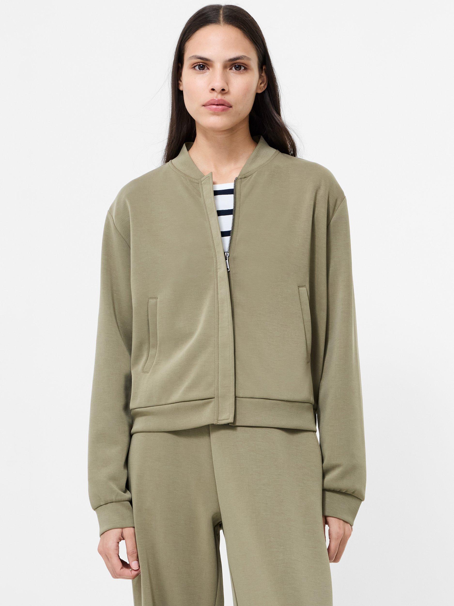 Product image 1 of 5, which shows French Connection Wren Bomber Jacket, Washed Khaki, XS