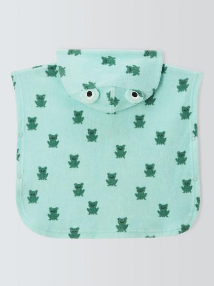 John Lewis Baby Frog Hooded Towel Poncho, Green - view 2, Green