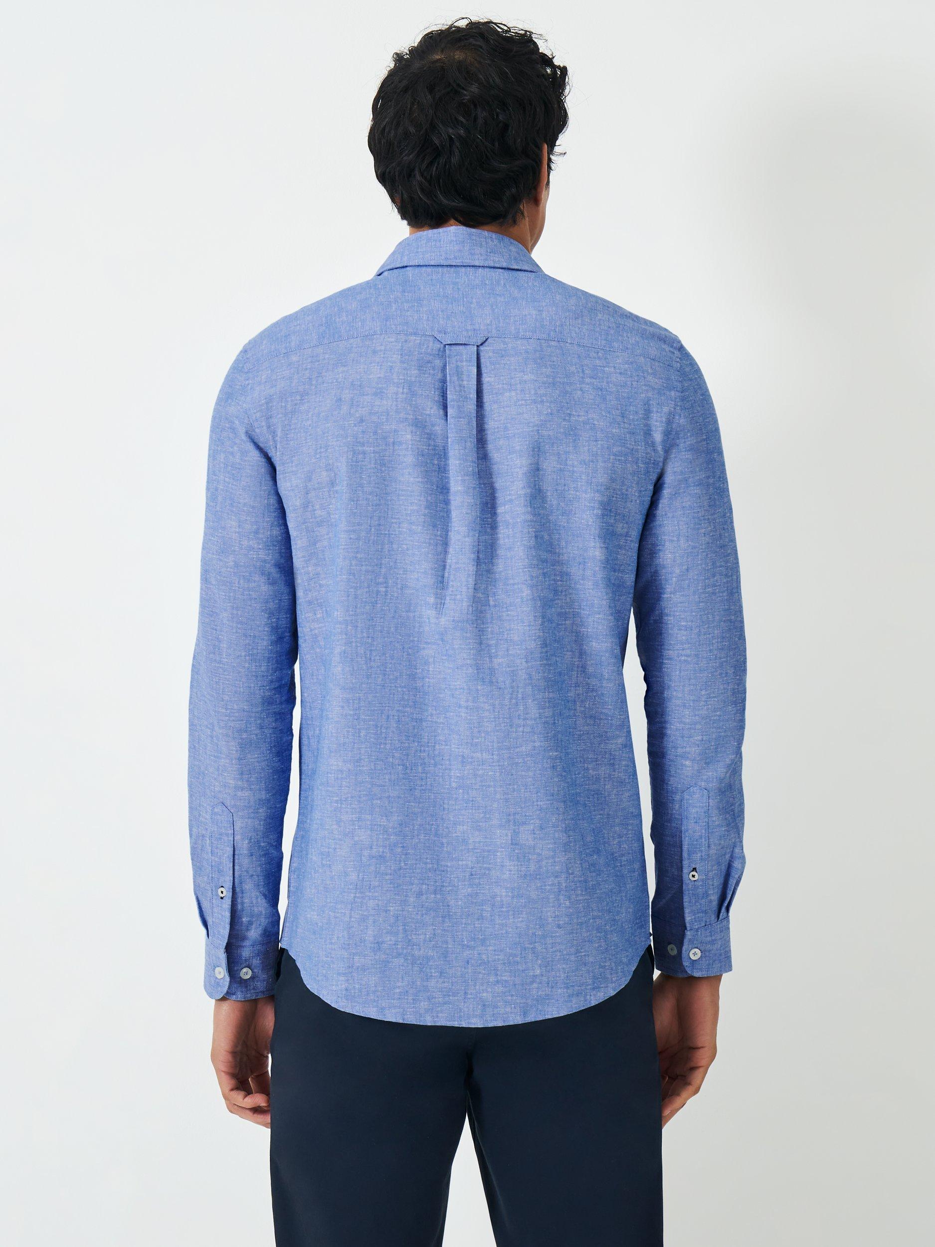 Product image 2 of 5, which shows Crew Clothing Linen Cotton Blend Shirt, Light Blue, L