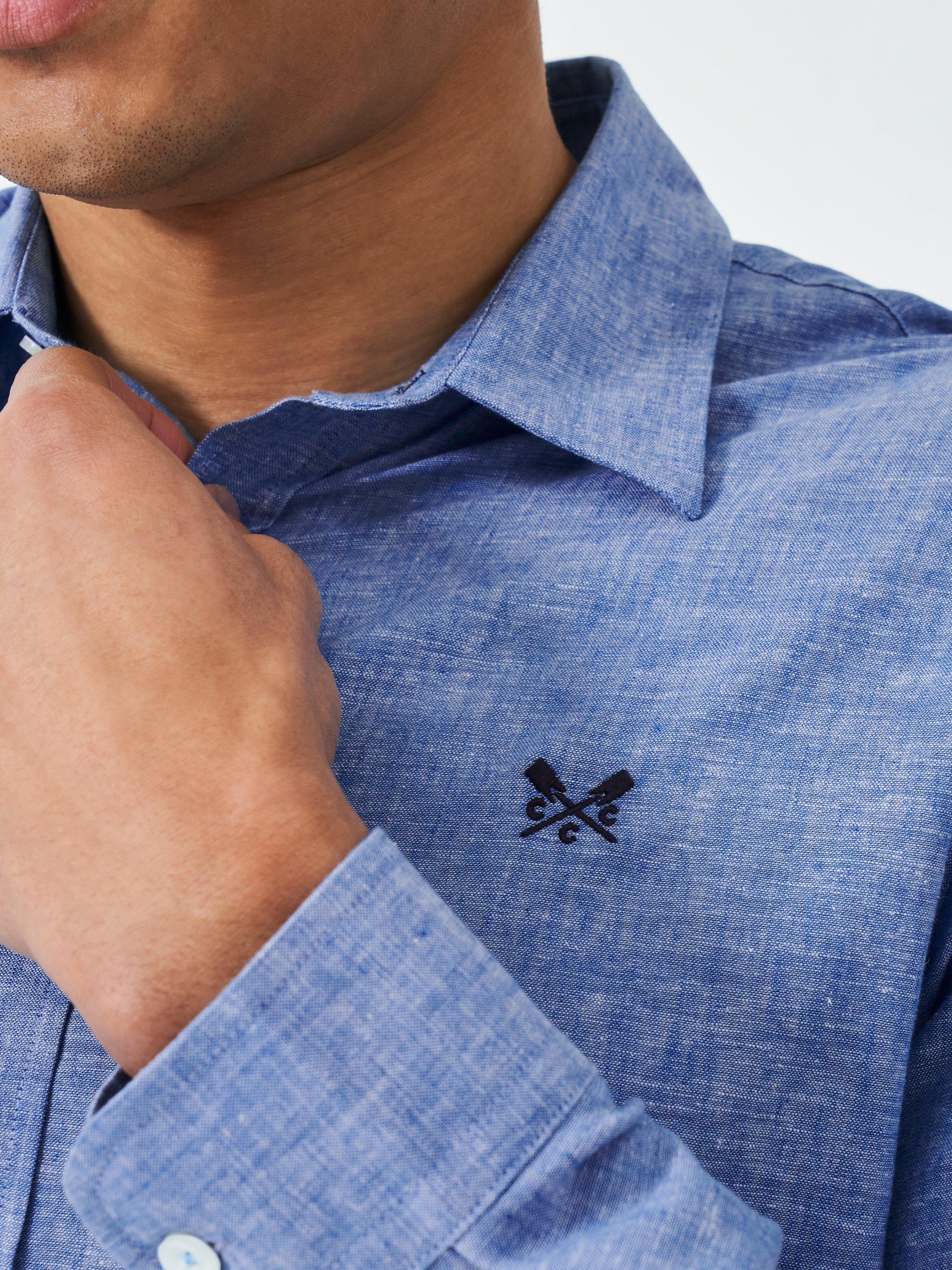 Product image 4 of 5, which shows Crew Clothing Linen Cotton Blend Shirt, Light Blue, L