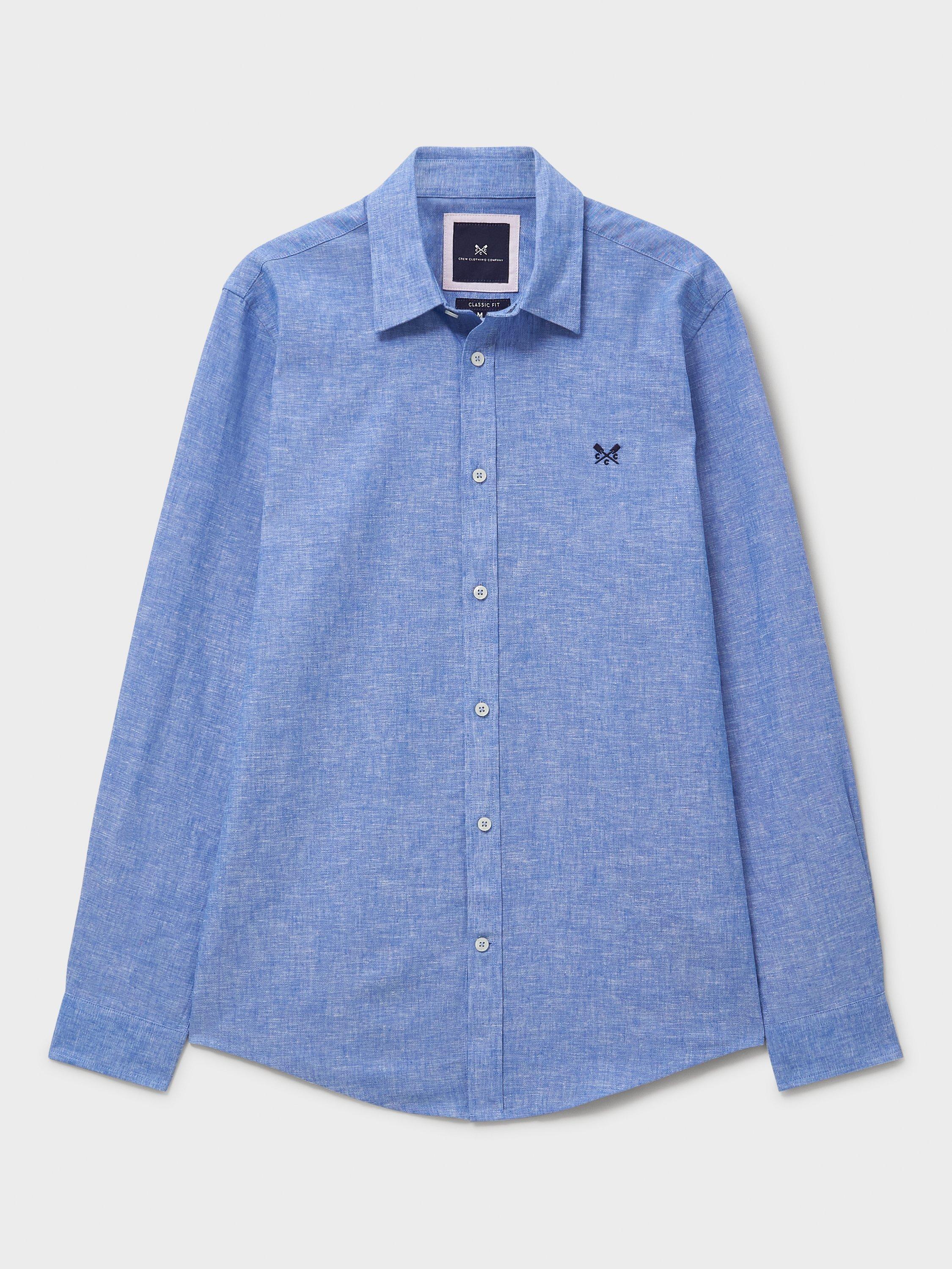 Product image 5 of 5, which shows Crew Clothing Linen Cotton Blend Shirt, Light Blue, L