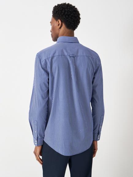 Crew Clothing Stripe Cotton Shirt, Blue - view 2, Blue