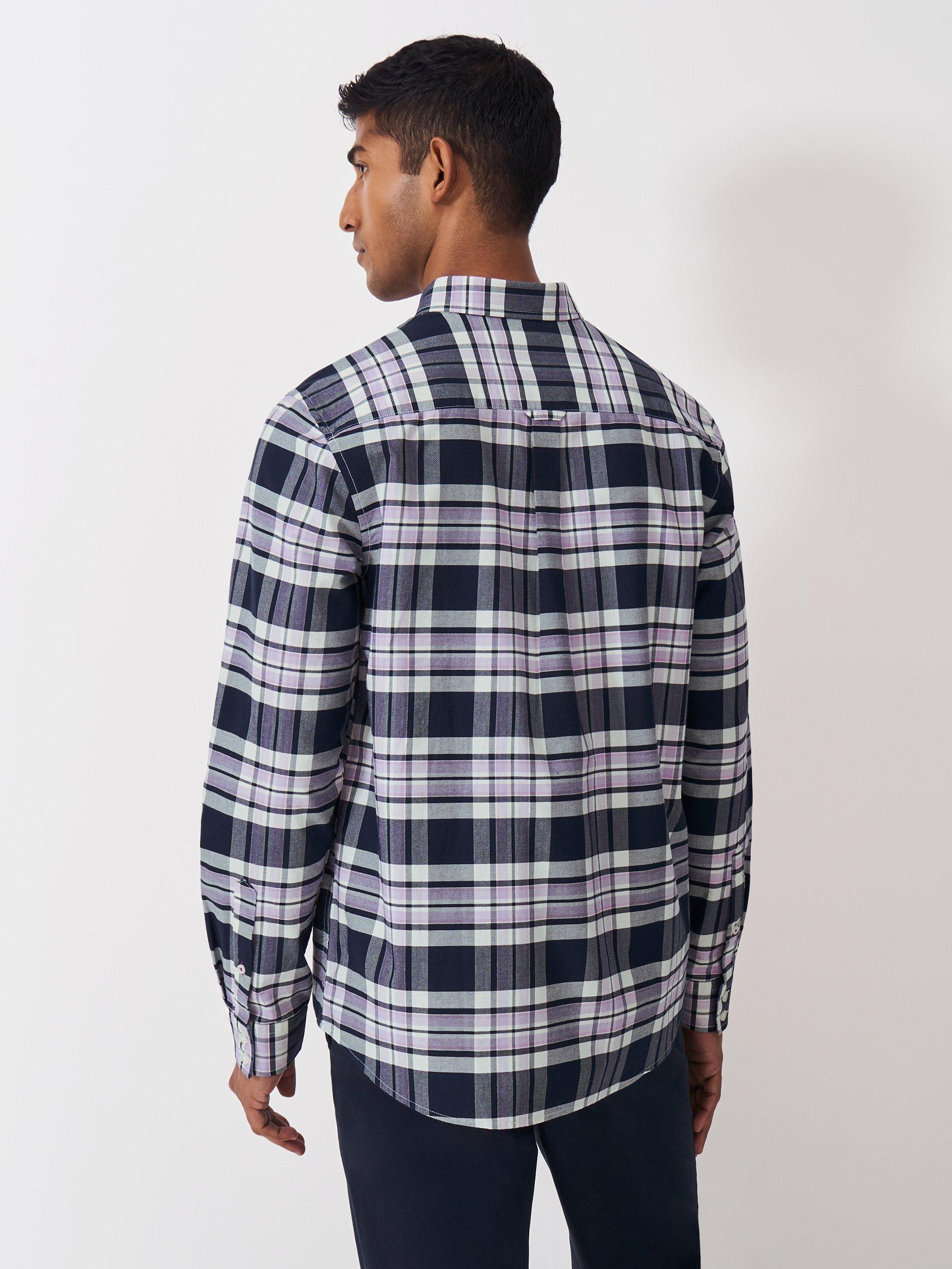 Product image 2 of 5, which shows Crew Clothing Check Cotton Button-Down Collar Shirt, Lilac, L