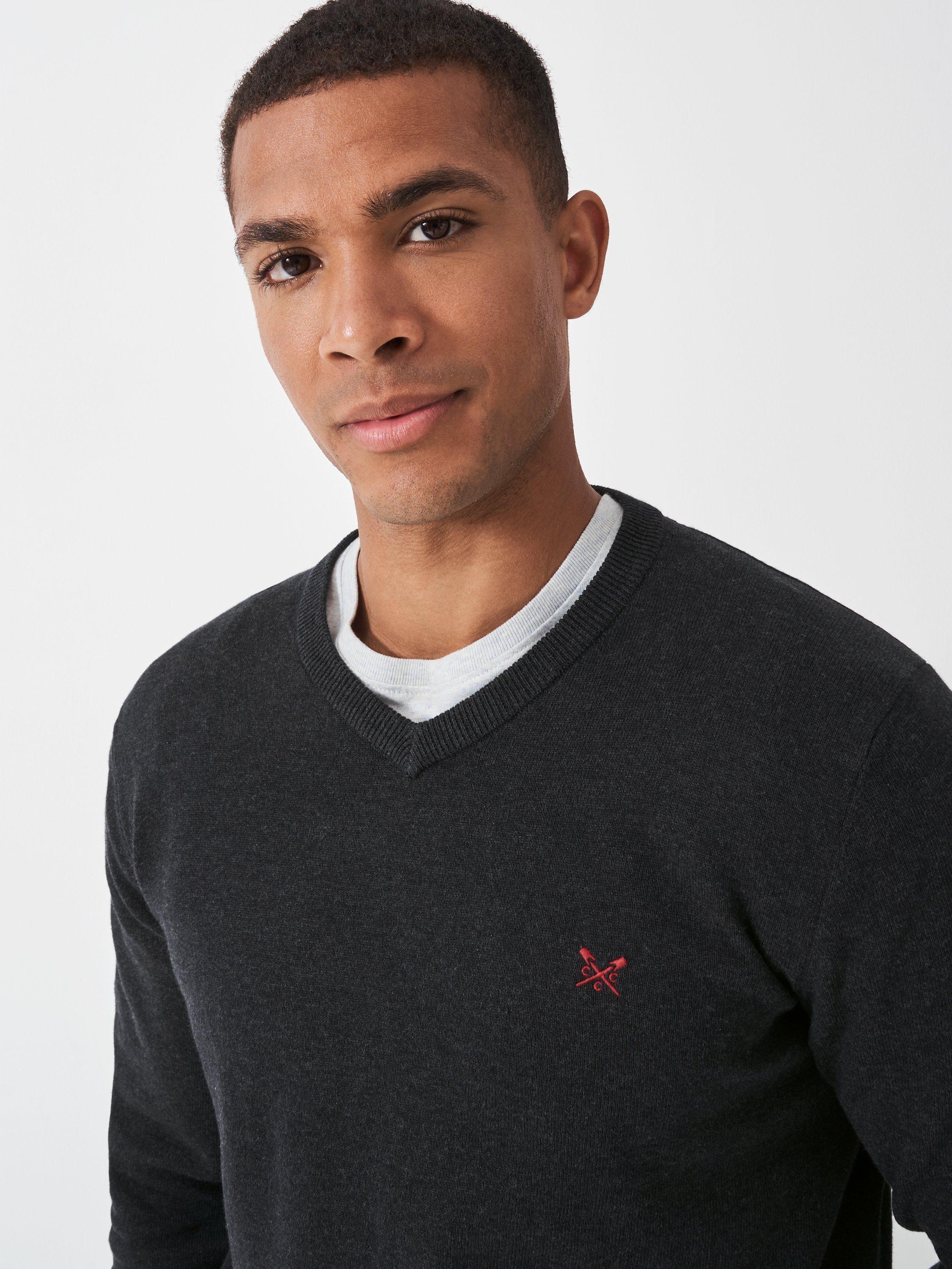 Product image 4 of 5, which shows Crew Clothing Cotton Long Sleeved Jumper, Anthracite Grey, XS
