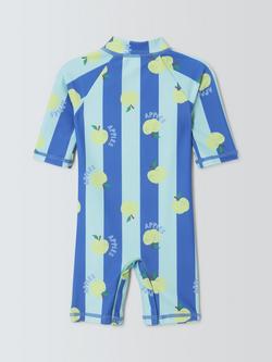 John Lewis Baby Apples Stripe Sunpro Swimsuit - view 2, Blue Multi
