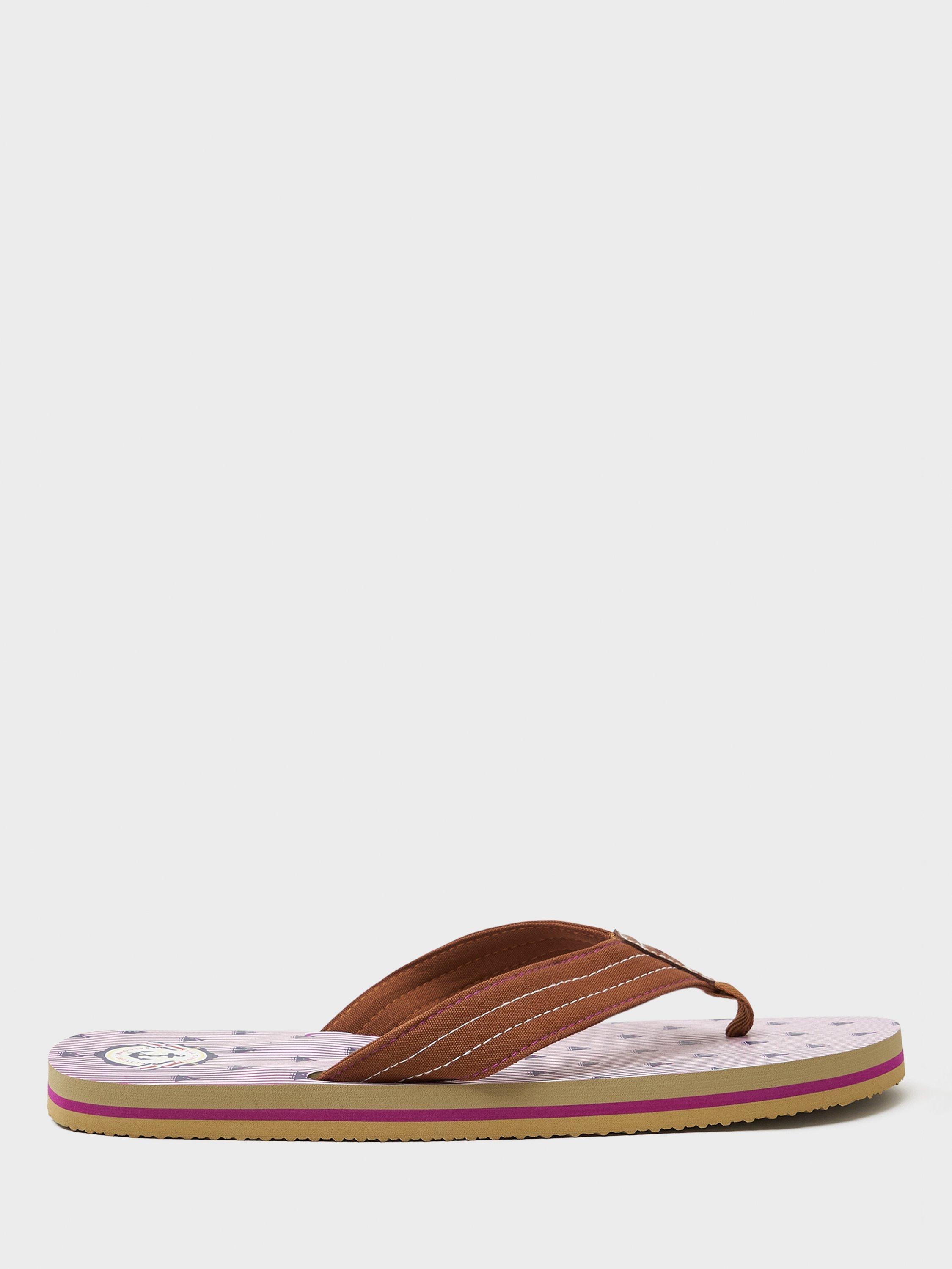 Product image 1 of 4, which shows Crew Clothing Boat Print Flip Flops, Mid Red, L