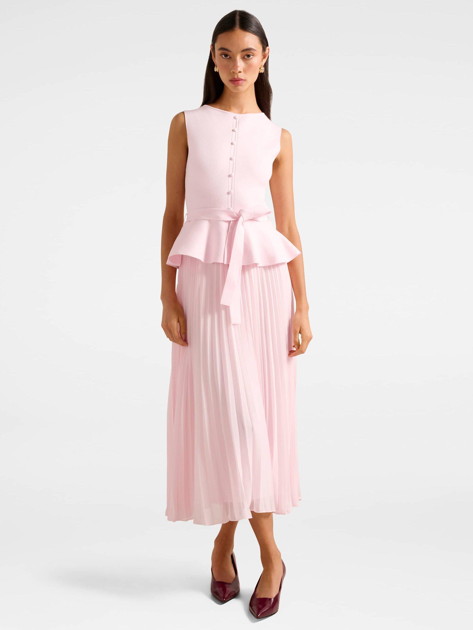 Product image 1 of 4, which shows Forever New Luella Pleated Midi Dress, Pink, 4