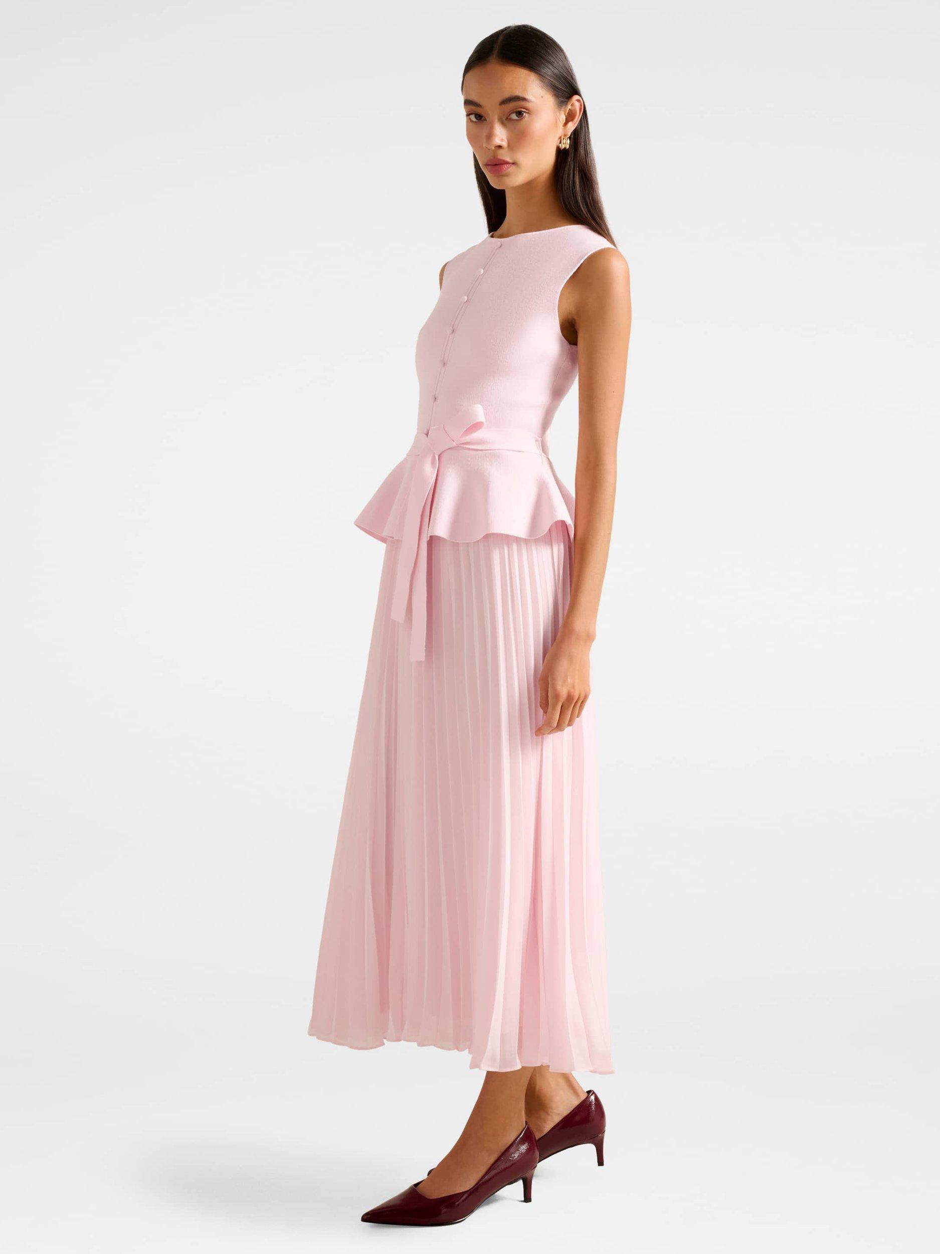 Product image 3 of 4, which shows Forever New Luella Pleated Midi Dress, Pink, 4