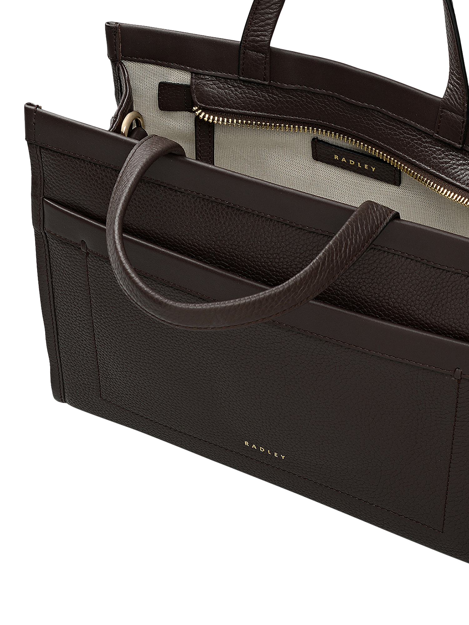 Product image 3 of 5, which shows Radley Alba Place Small Leather Grab Bag, Dark Oak