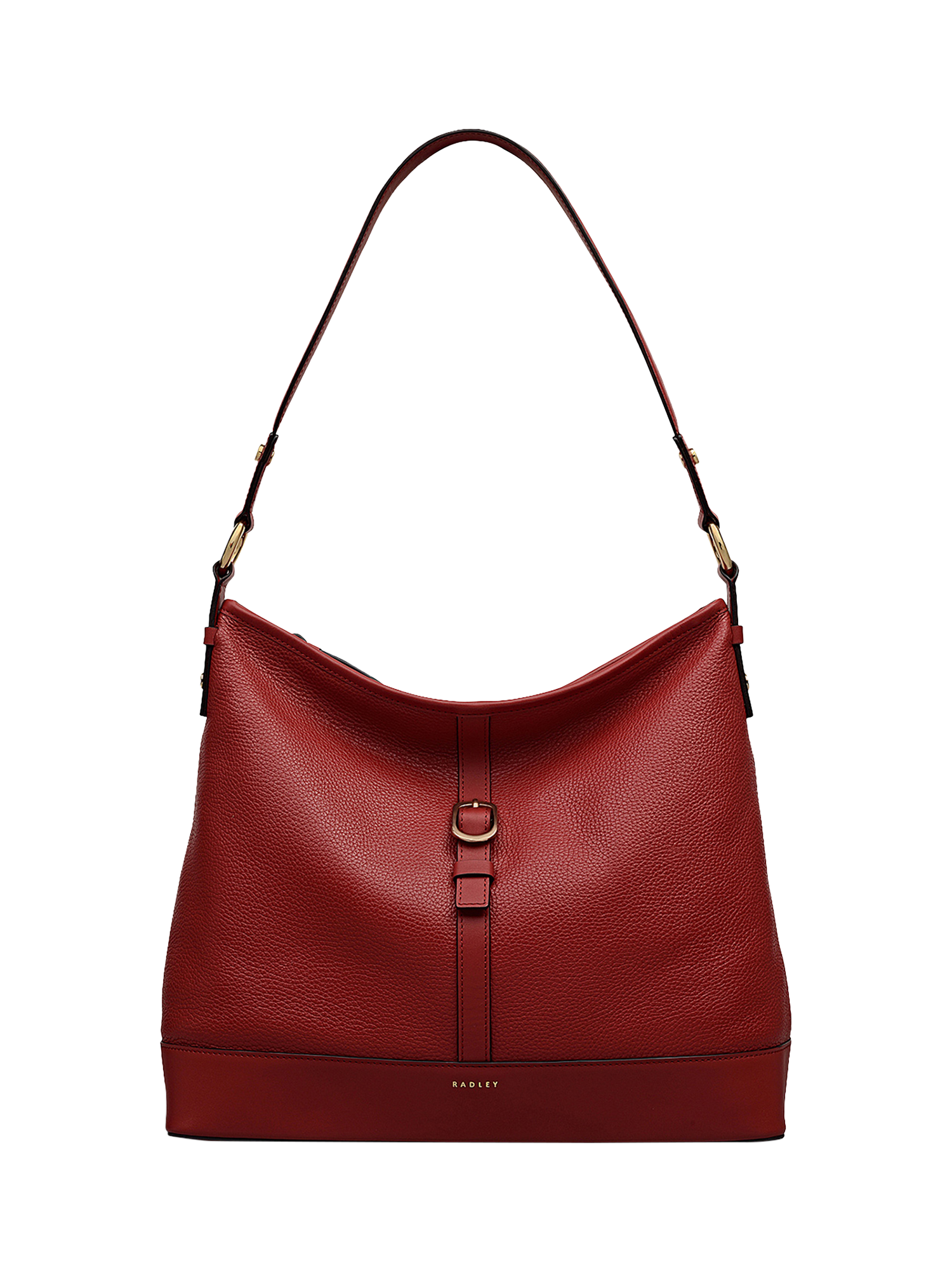 Radley Ebury Leather Curved Shoulder Bag, Claret