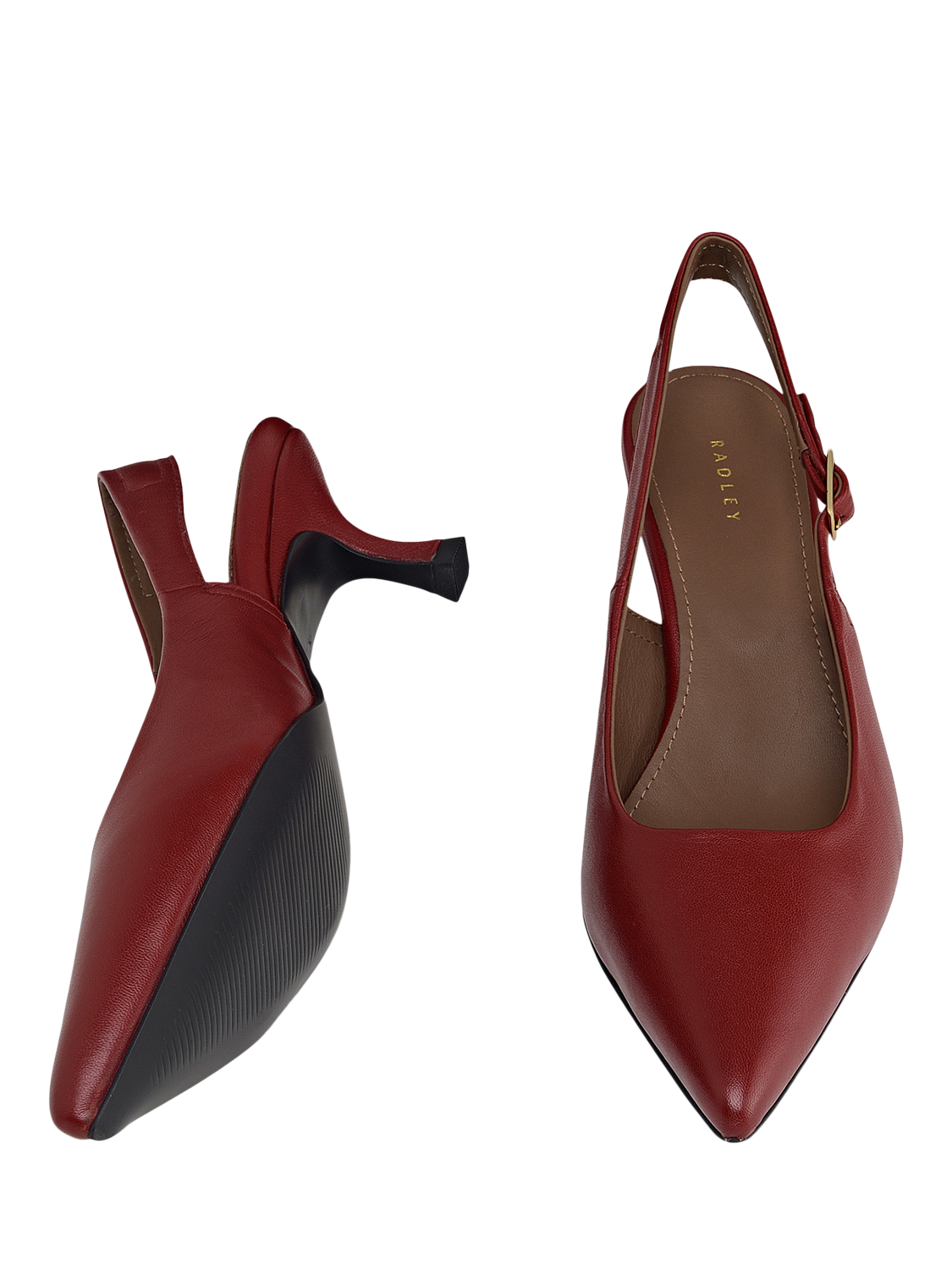 Product image 3 of 4, which shows Radley Devonshire Street Leather Slingback Court Shoes, Fire Red, 4