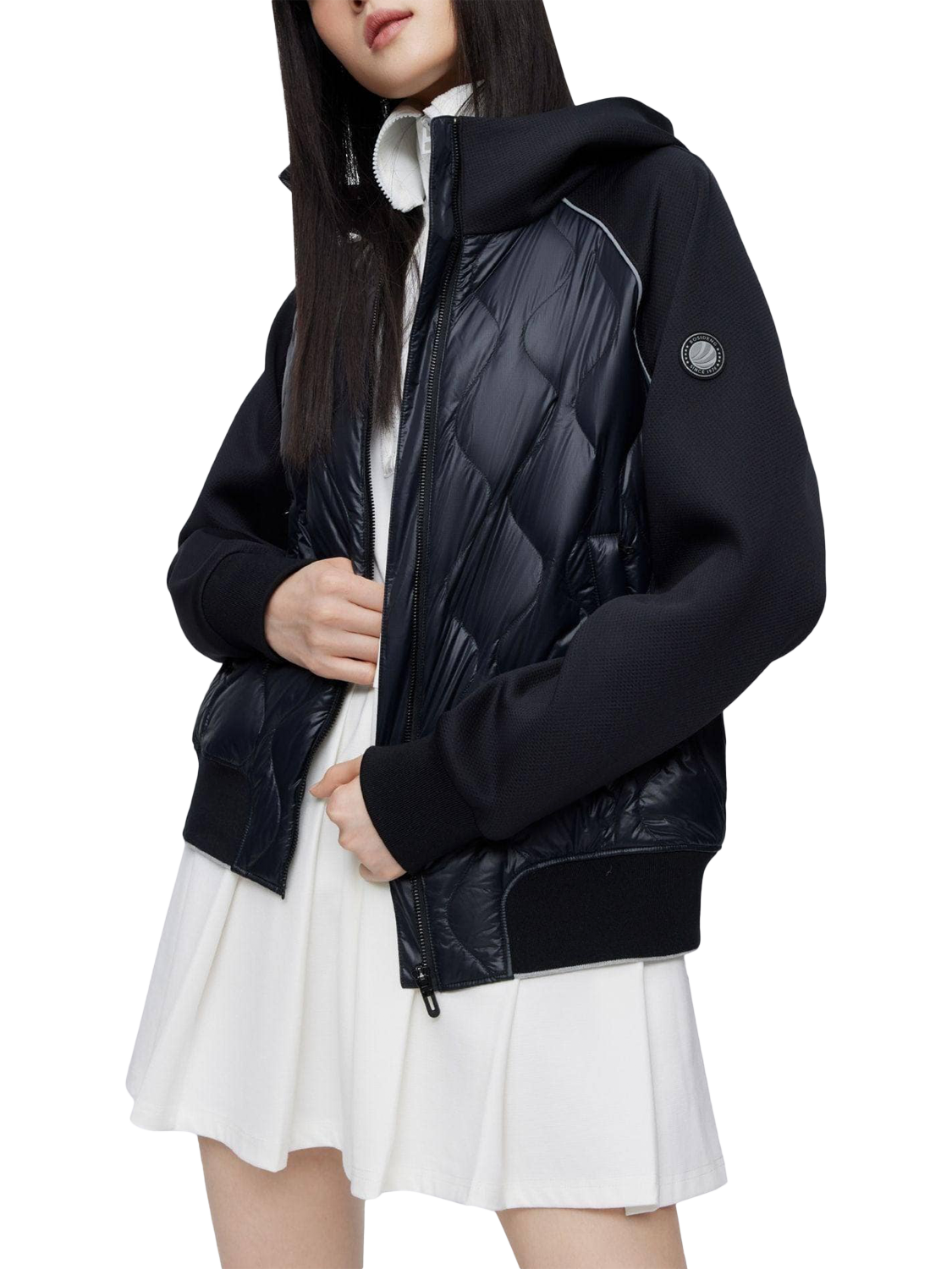 Product image 1 of 9, which shows Bosideng Hero Goose Down Quilted Hoodie, Black, 4