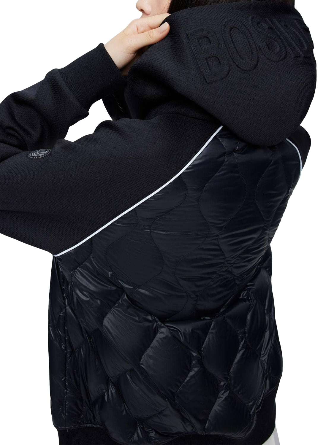 Product image 7 of 9, which shows Bosideng Hero Goose Down Quilted Hoodie, Black, 4