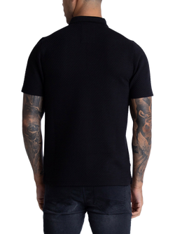 LUKE 1977 Gilbralter Short Sleeve Zip Neck Polo Shirt - view 2, Black