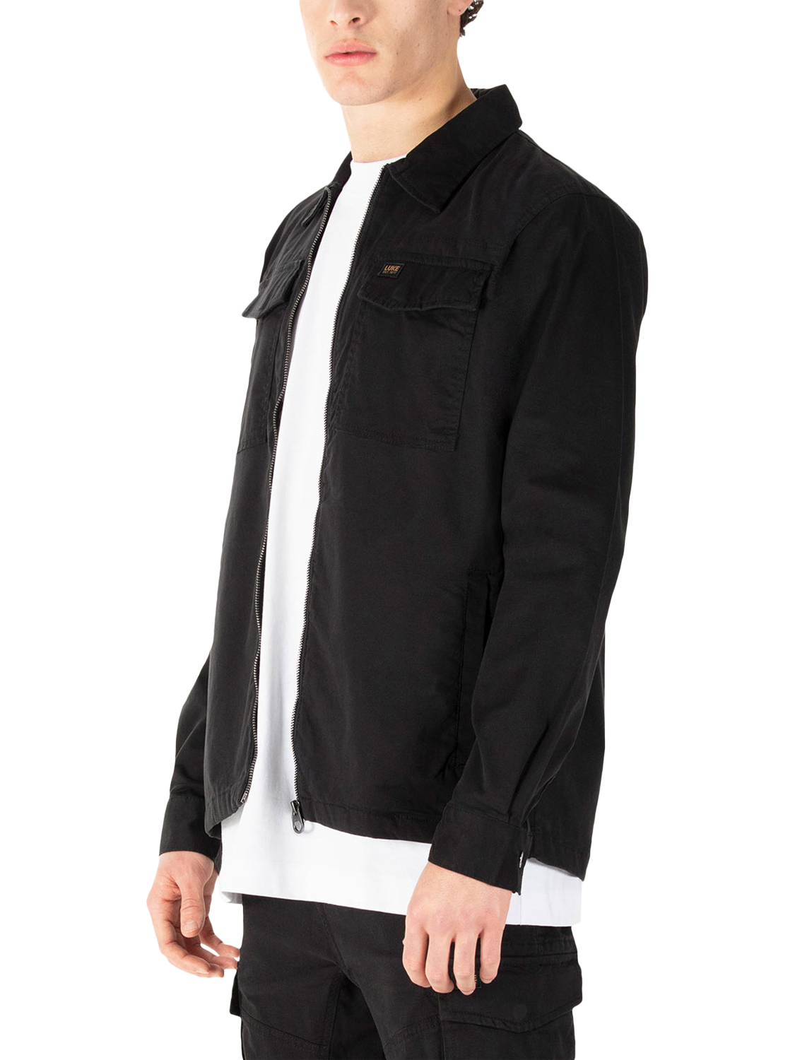 Product image 1 of 7, which shows LUKE 1977 Cornith Cotton Blend Long Sleeve Shirt, Black, S