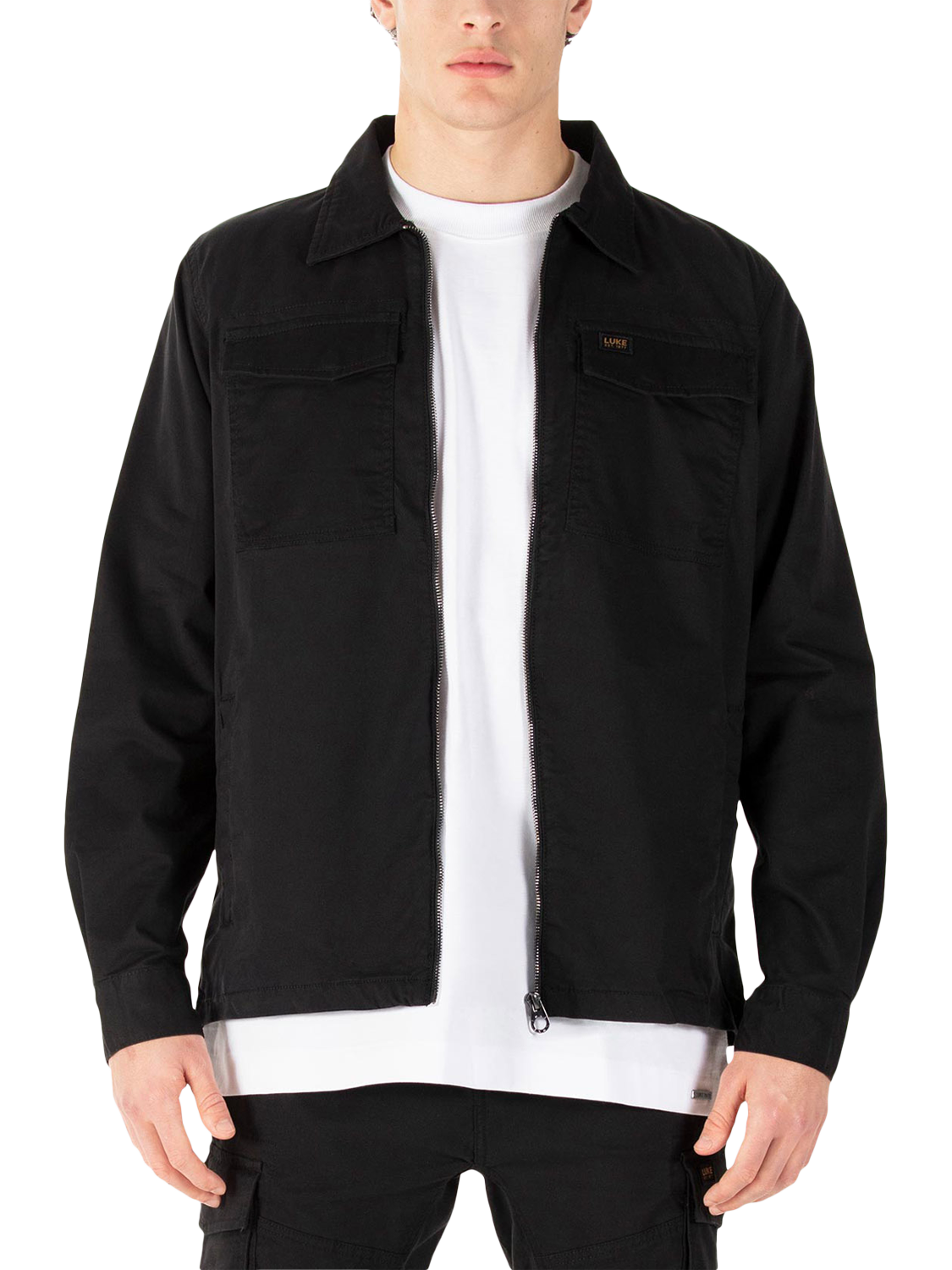 Product image 3 of 7, which shows LUKE 1977 Cornith Cotton Blend Long Sleeve Shirt, Black, S