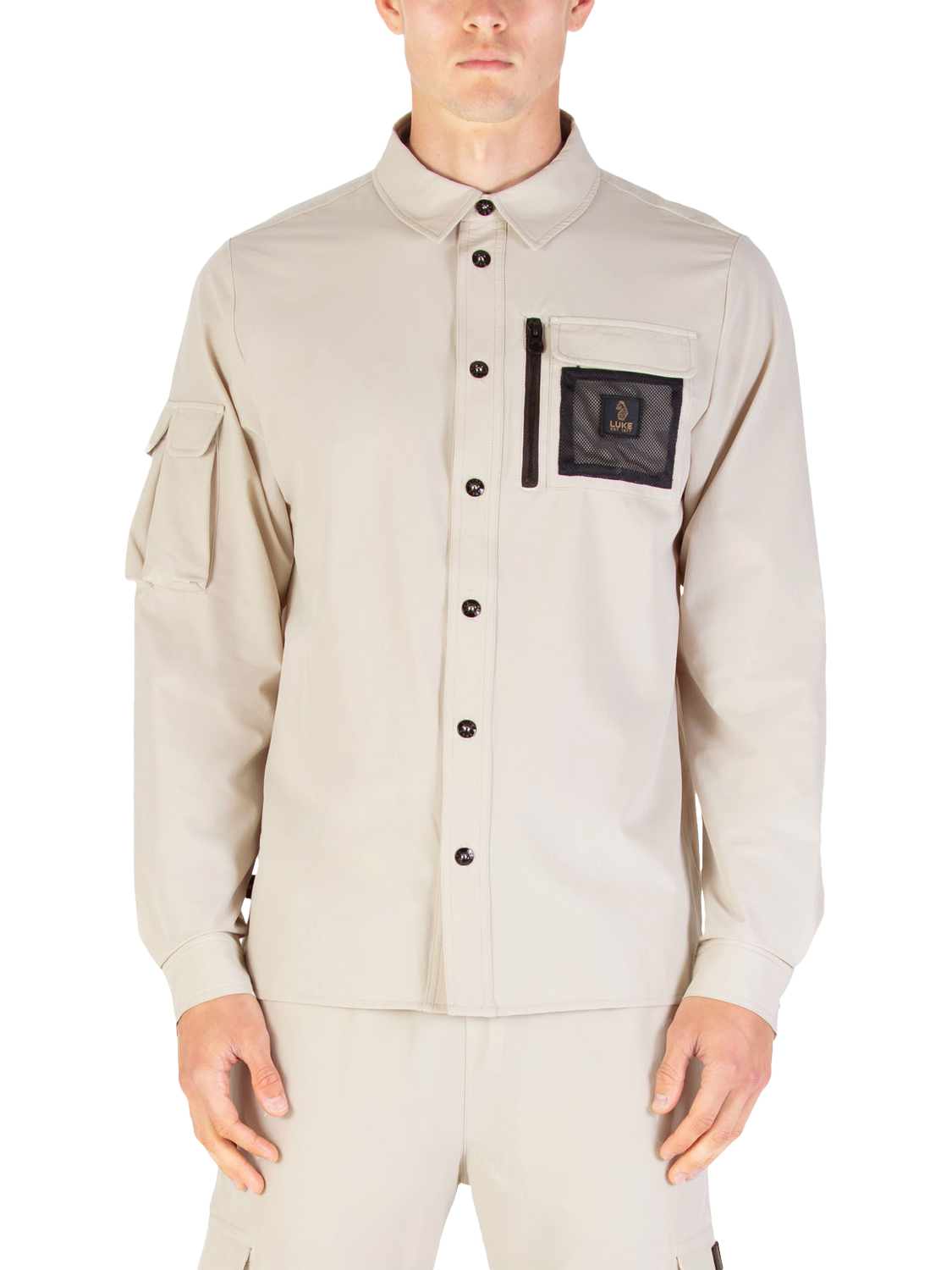 Product image 1 of 8, which shows LUKE 1977 Hulun Technical Shirt, Stone, S