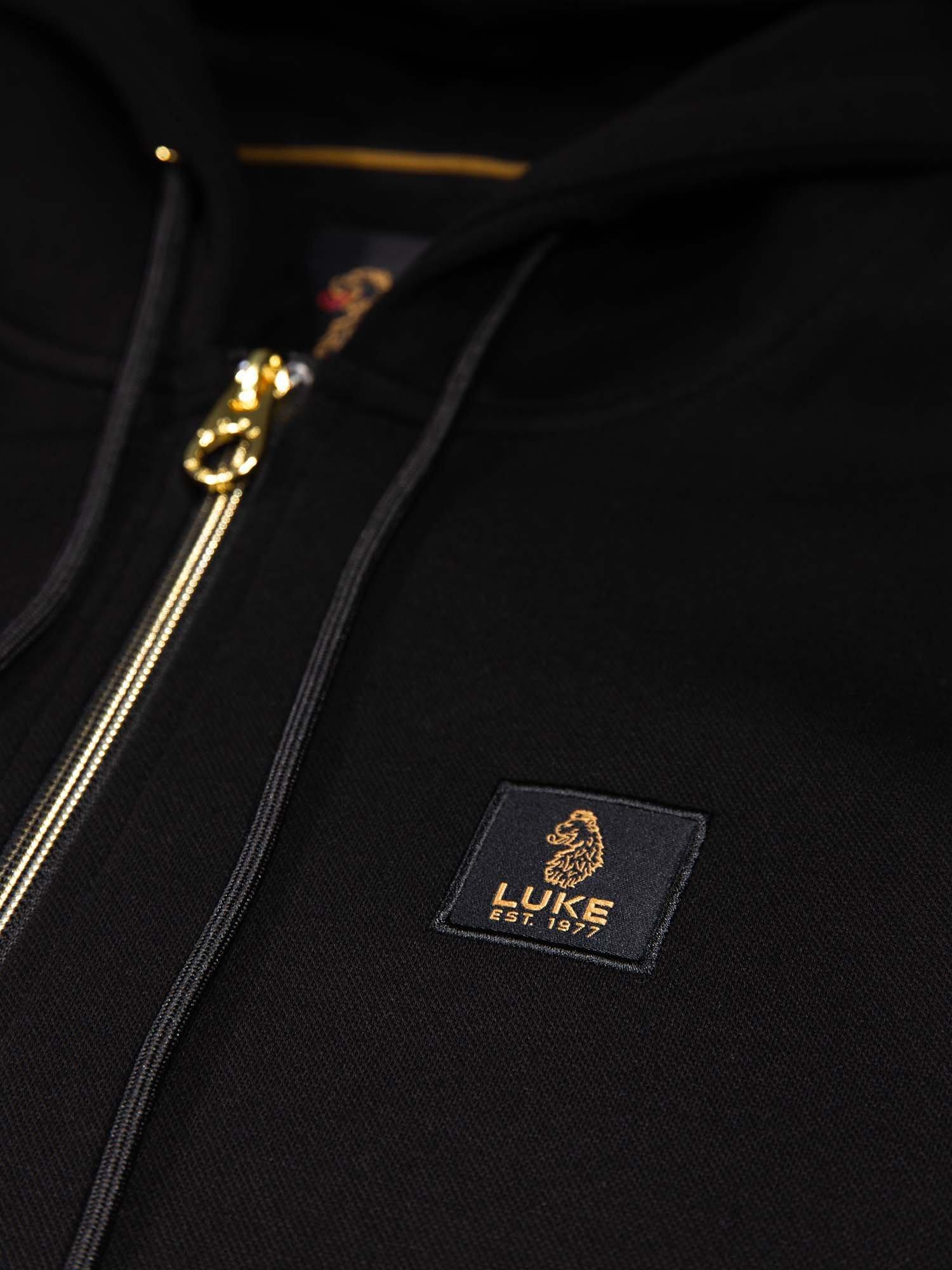 Product image 6 of 8, which shows LUKE 1977 Makati Zip Through Hoodie, Black/Gold, S