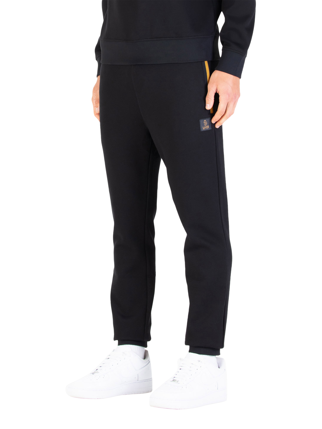 Product image 1 of 9, which shows LUKE 1977 Makati Joggers, Black/Gold, S