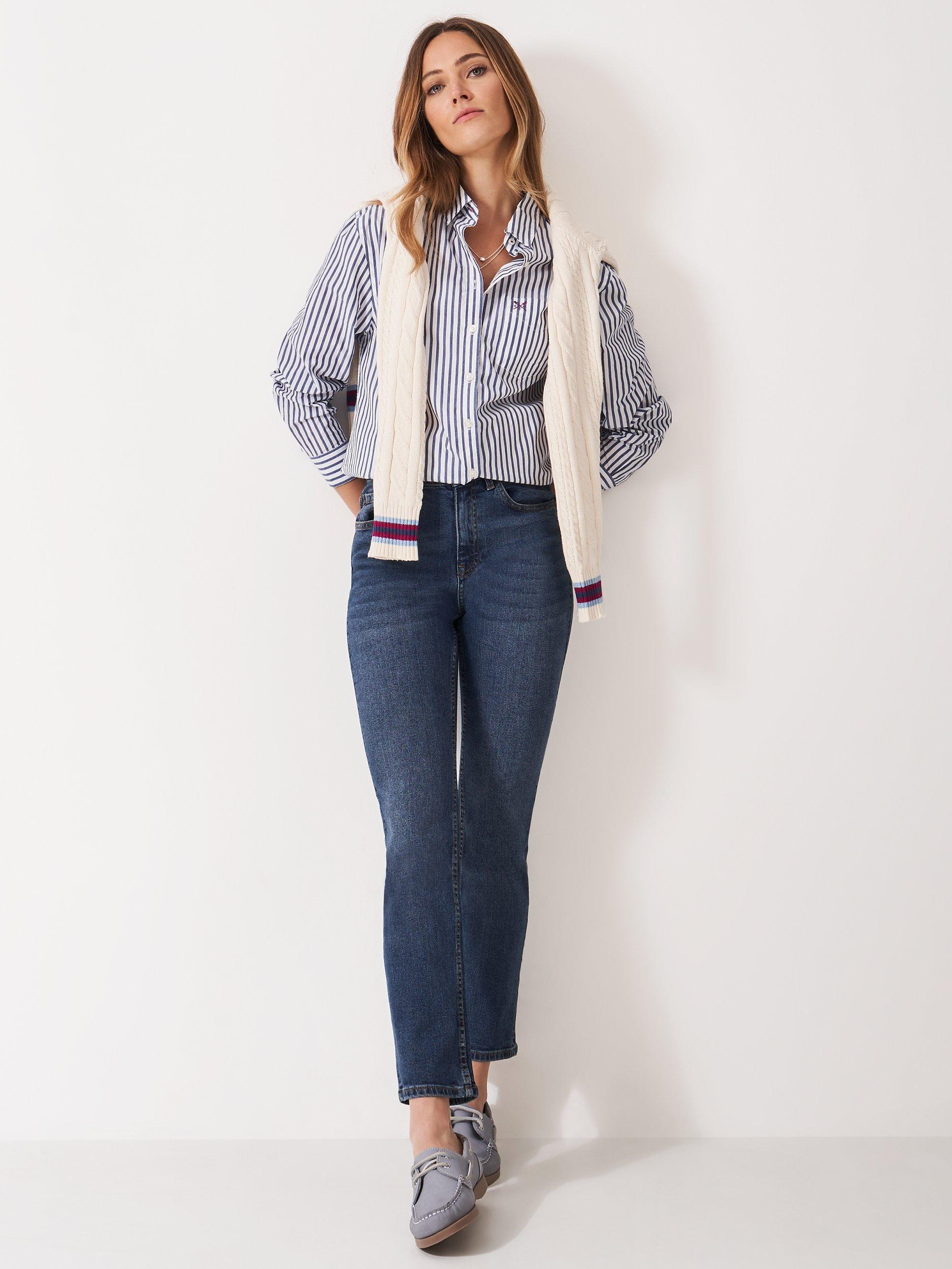 Crew Clothing Relaxed Straight Cut Jeans, Airforce Blue