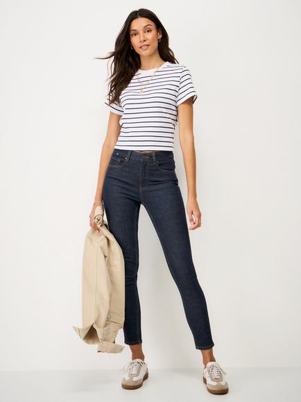 Crew Clothing Cotton Blend Skinny Denim Jeans, Dark Blue