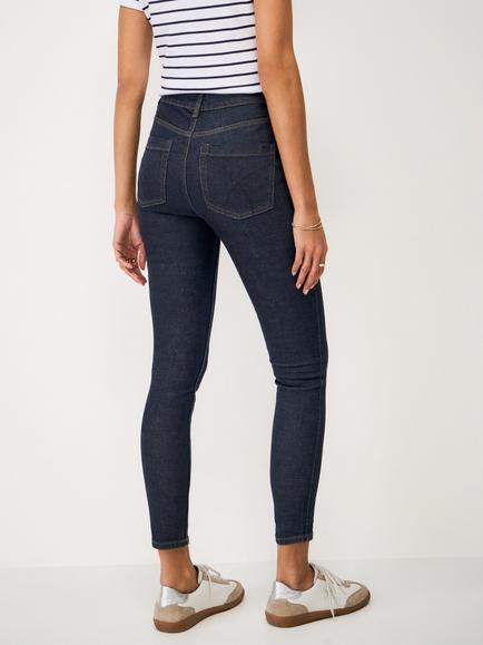 Crew Clothing Cotton Blend Skinny Denim Jeans - view 2, Dark Blue