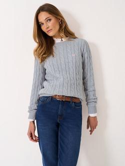 Crew Clothing Crew Neck Cable Knit Jumper, Anthracite Grey