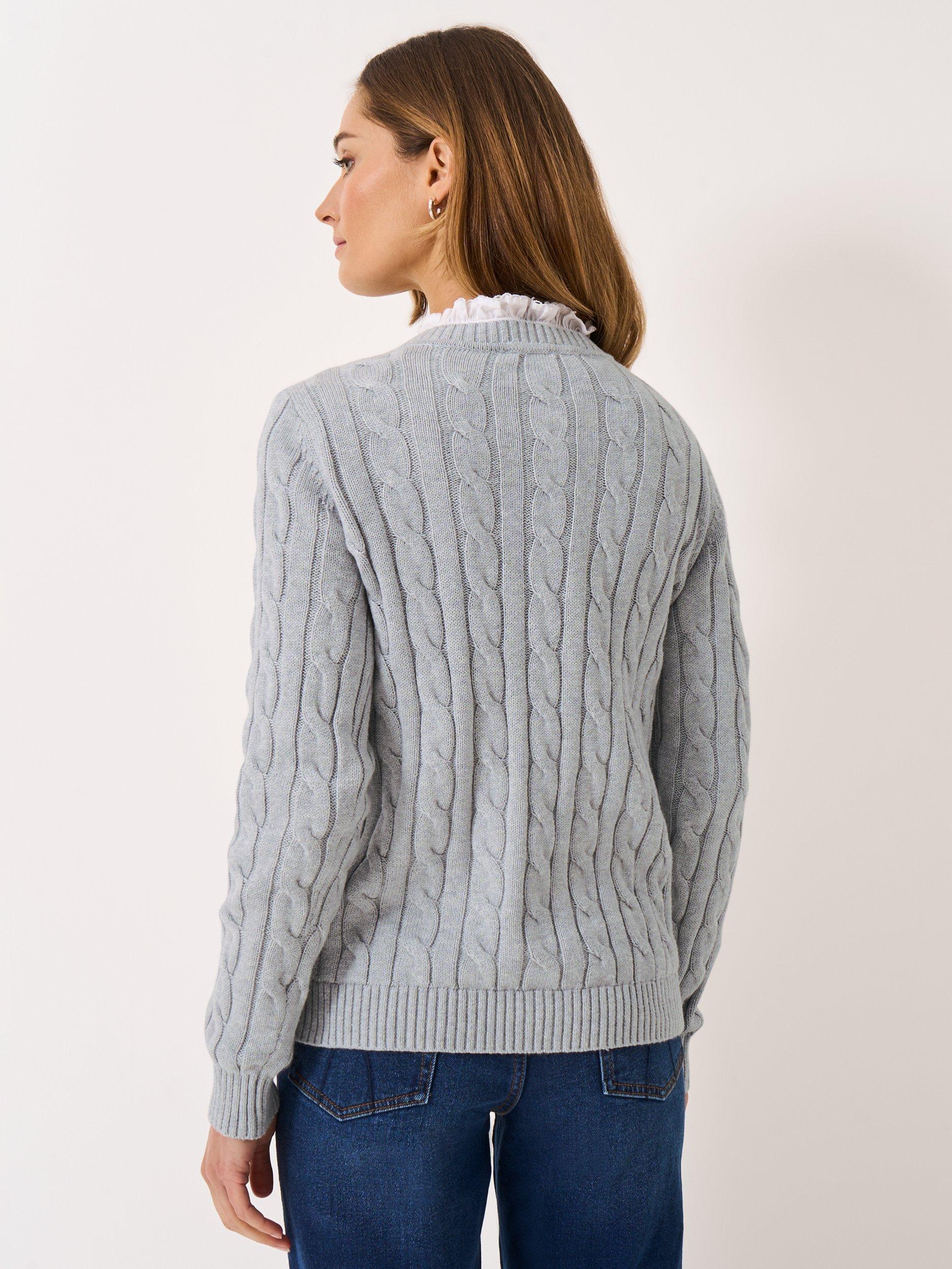 Product image 2 of 5, which shows Crew Clothing Crew Neck Cable Knit Jumper, Anthracite Grey, 10
