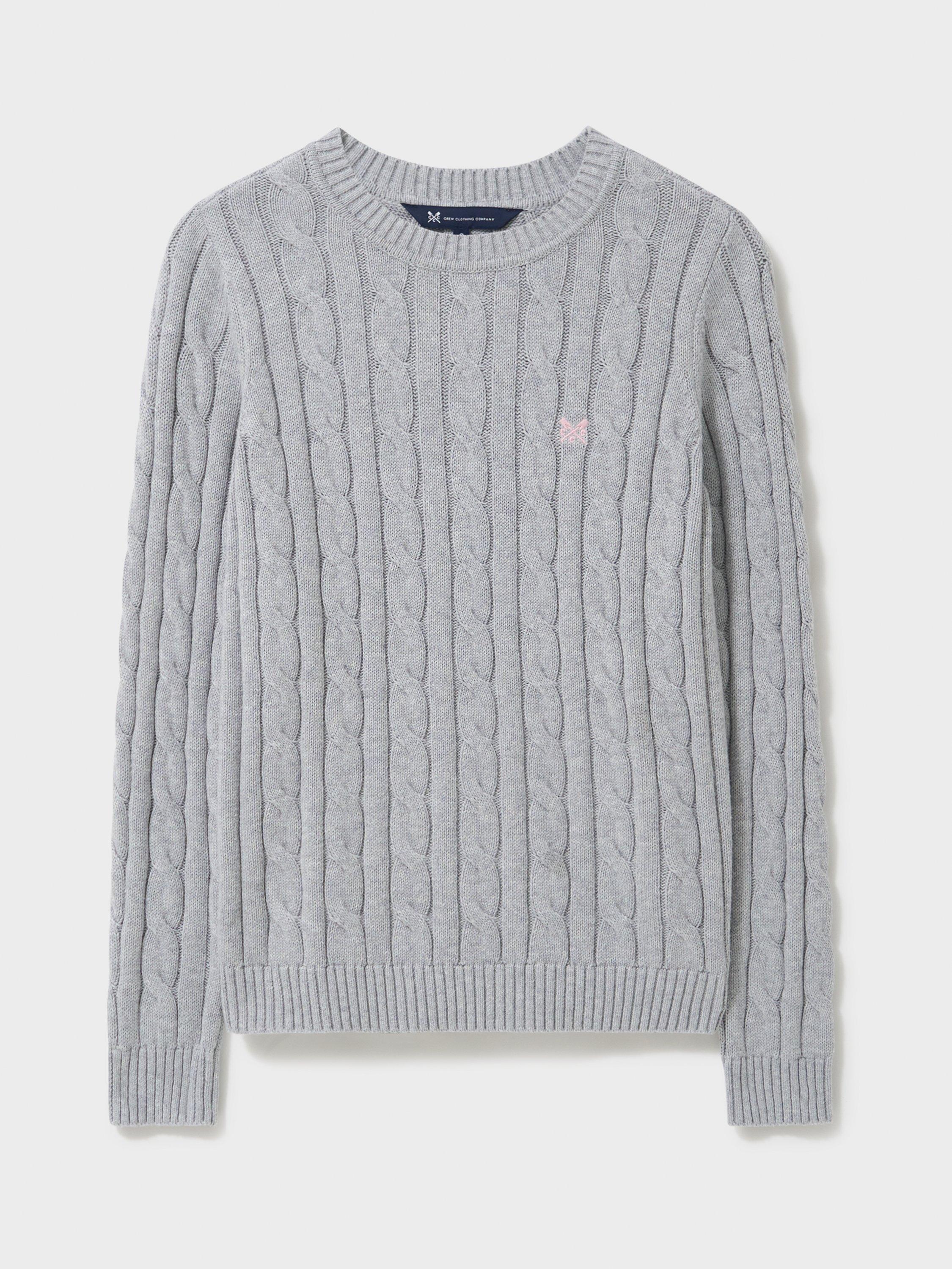 Product image 5 of 5, which shows Crew Clothing Crew Neck Cable Knit Jumper, Anthracite Grey, 10