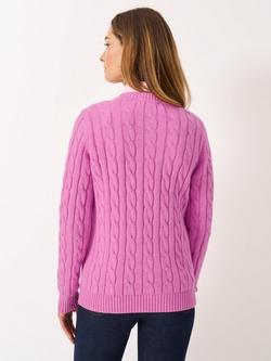 Crew Clothing Crew Neck Cable Knit Jumper - view 2, Pastel Pink
