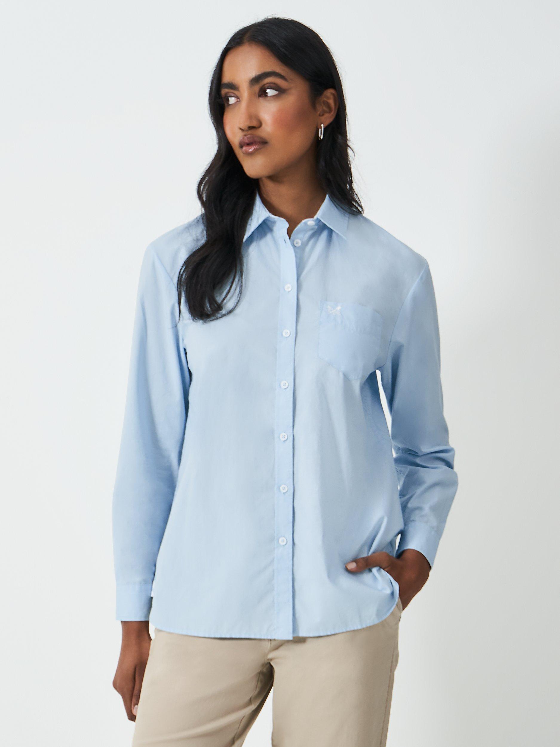 Product image 1 of 5, which shows Crew Clothing Relaxed Cotton Poplin Shirt, Light Blue, 10