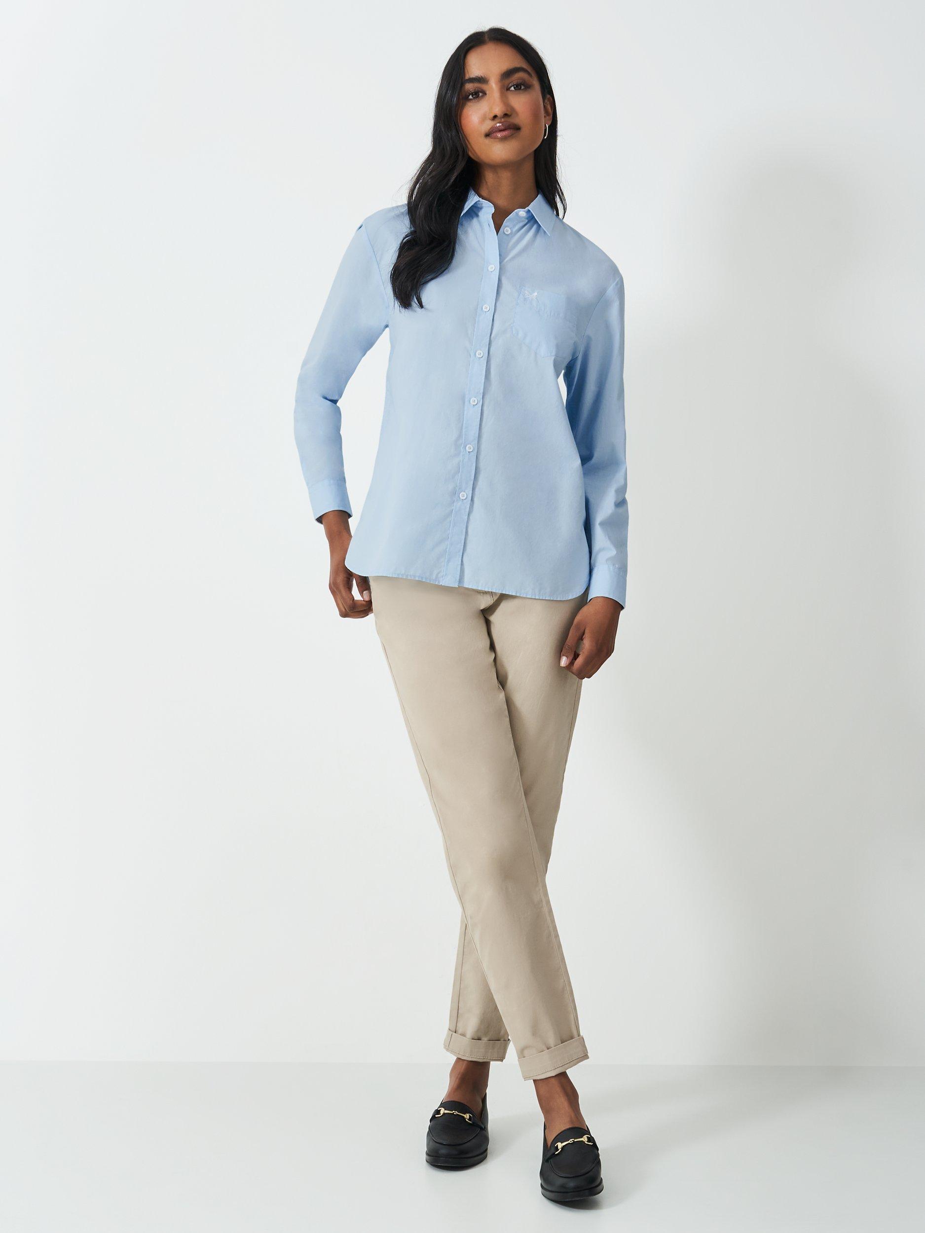 Product image 3 of 5, which shows Crew Clothing Relaxed Cotton Poplin Shirt, Light Blue, 10
