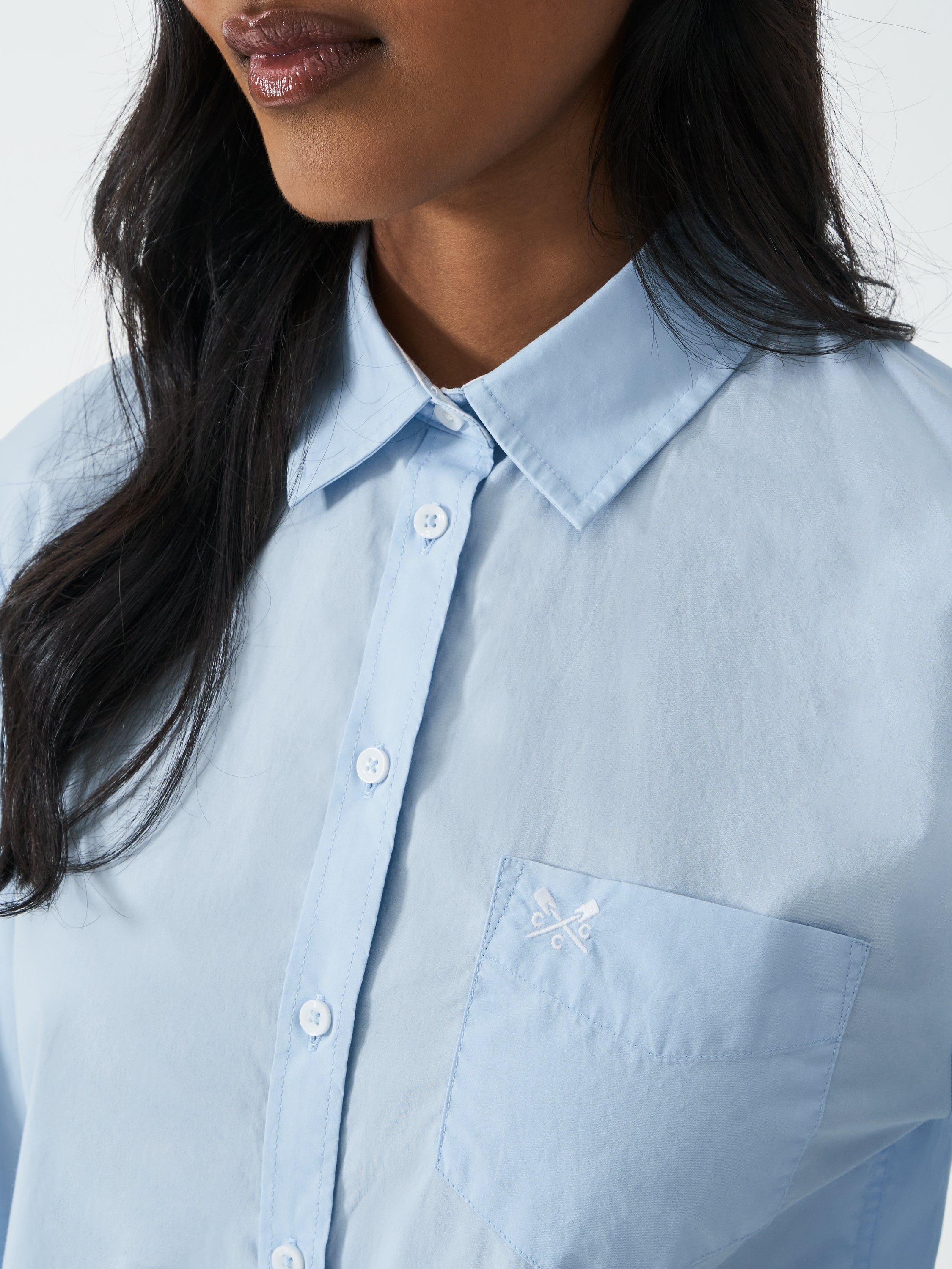 Product image 4 of 5, which shows Crew Clothing Relaxed Cotton Poplin Shirt, Light Blue, 10