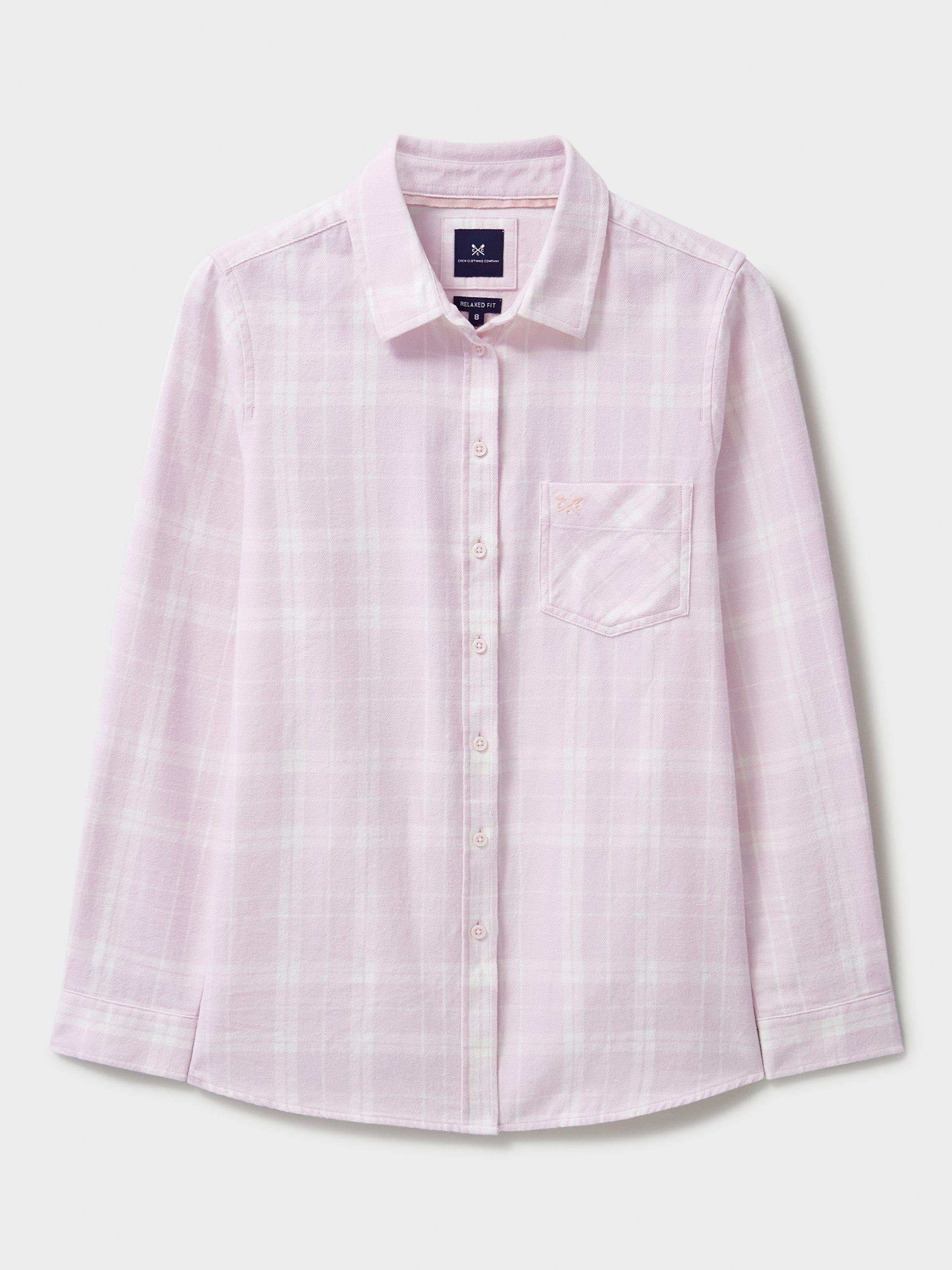 Product image 5 of 5, which shows Crew Clothing Brushed Flannel Check Shirt, Pink, 10