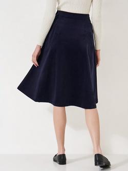 Crew Clothing Pleated Corduroy Midi Skirt, Navy - view 2, Navy