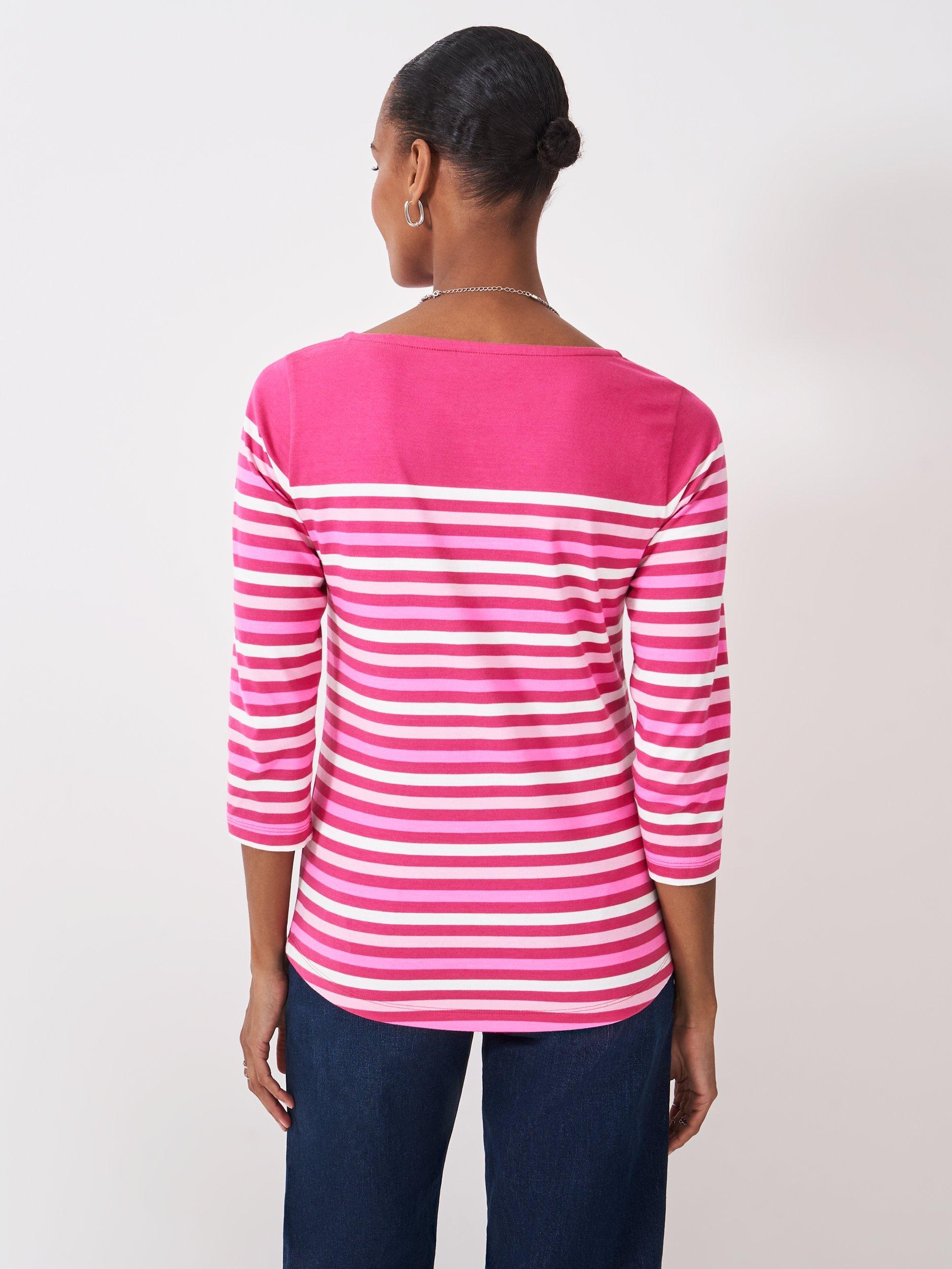 Product image 2 of 5, which shows Crew Clothing Essential Breton Cotton Jersey Top, Red Wine, 10
