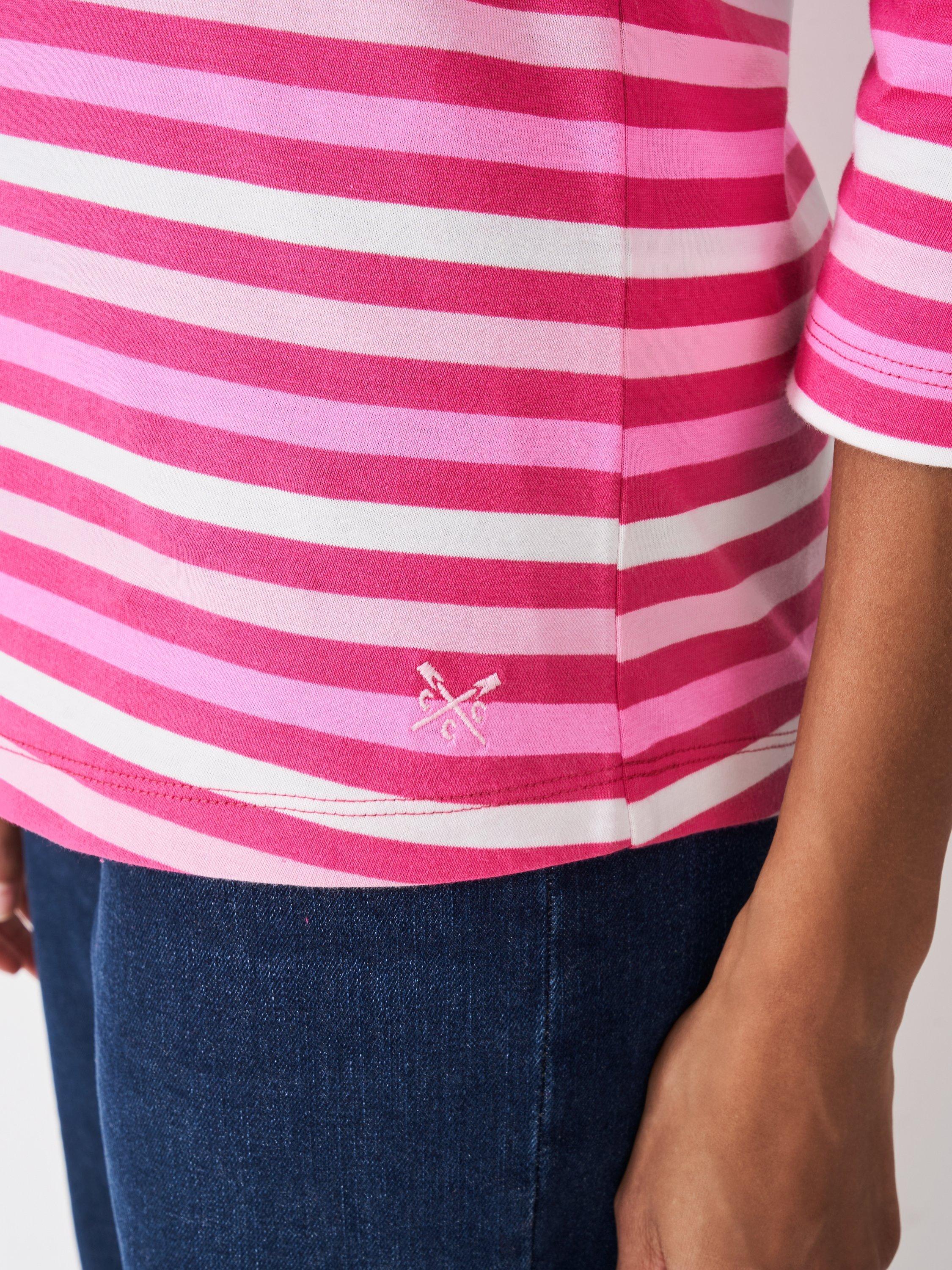 Product image 4 of 5, which shows Crew Clothing Essential Breton Cotton Jersey Top, Red Wine, 10