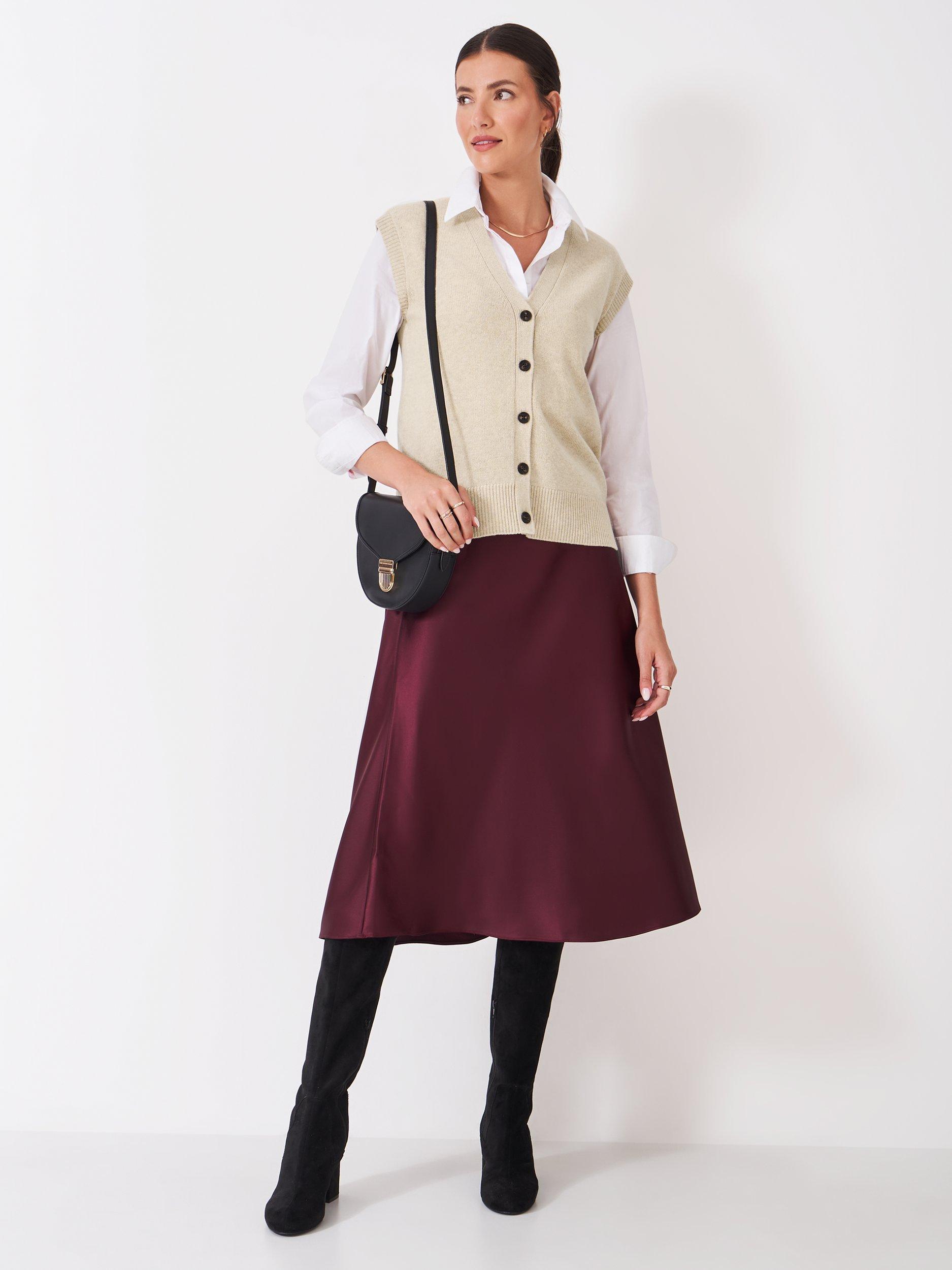 Product image 3 of 5, which shows Crew Clothing Knitted Button Vest Top, Oatmeal, 10