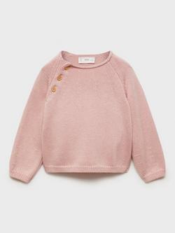 Mango Baby Emma Cotton Blend Long Sleeved Jumper, Pink, Pink