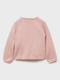 Mango Baby Emma Cotton Blend Long Sleeved Jumper, Pink