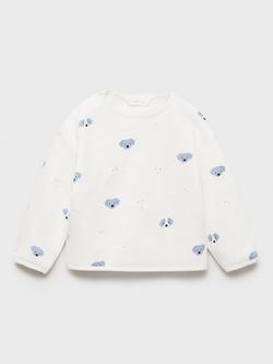 Mango Baby Cotton Animal Print Jumper, White, White